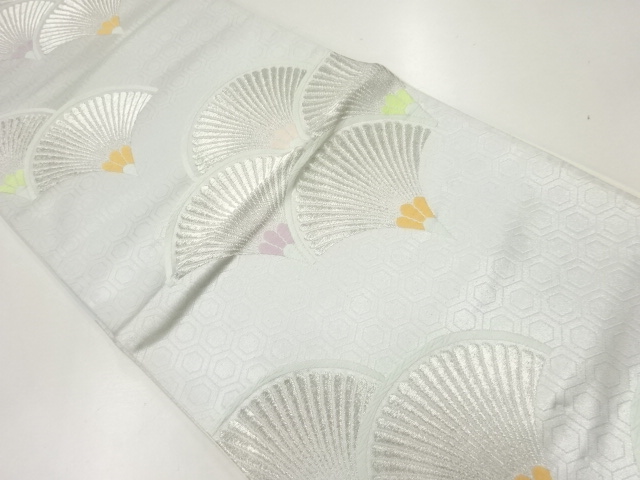 JAPANESE KIMONO / ANTIQUE FUKURO OBI / SILK / WOVEN YOUNG PINE & SEIGAIHA